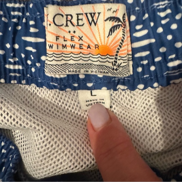 J. Crew Navy and White Patterned Swim Trunks - Picture 4 of 4